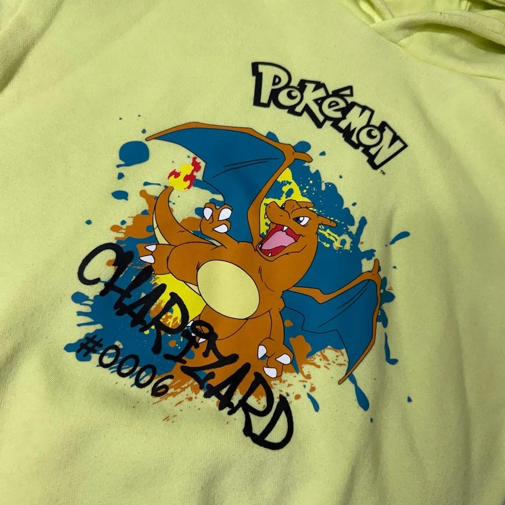 Pokemon Charizard Neon Yellow Graphic Hoodie - Boys Size 8-9 Yrs